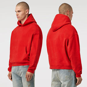 Sweat-shirt à capuche surdimensionné rouge personnalisé en molleton de coton, coupe décontractée, unisexe, streetwear, vêtements de mode décontractés, qualité supérieure - Product Image 5