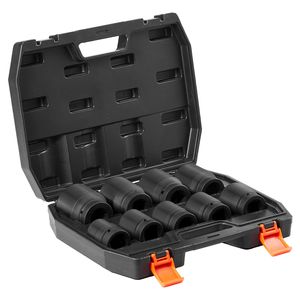 Set di chiavi a bussola a 6 punte SAE da 1 pollice, 9 pezzi, per dadi di asse, in CR-MO trattato termicamente, con custodia inclusa - Product Image 4