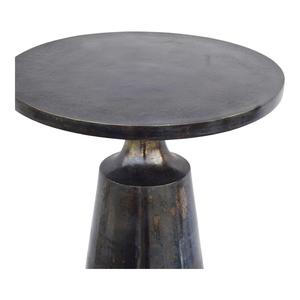 Mesa de Centro Artesanal con Pedestal Esculpido, Base Cónica y Tapa Redonda, Compacta, para Salas de Estar Contemporáneas - Product Image 5