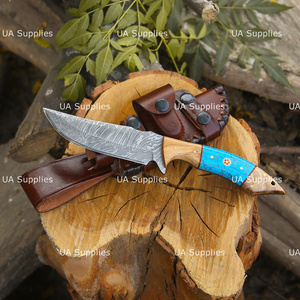 Cuchillo de Caza y Camping Fijo de 10 Pulgadas, Forjado a Mano en Acero de Damasco, Punta Recta, Afilado como una Navaja, con Funda de Cuero, OEM, ODM, Personalizable - Product Image 5