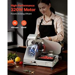 Máquina Cortadora de Carne Comercial Eléctrica de 10 Pulgadas, Modelo D0100XFPTPV, 320W, Cuchilla SUS420, Grosor Ajustable de 0-0.4 Pulgadas - Product Image 2