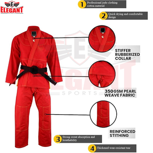 Kimono de karaté pour enfants en mélange de coton, rouge, personnalisable avec logo, confortable, qualité supérieure, durable, prix de gros - Product Image 3