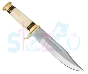 Cuchillo Bowie de Caza de Hoja Fija de Acero D2 Hecho a Mano con Empuñadura de Hueso de Camello y Funda de Cuero, Regalo Ideal - Product Image 3