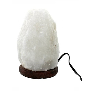 Lampe de sel de l'Himalaya blanche rustique pour la chambre et le bureau, avec texture de cristal naturel et éclairage décoratif chaleureux - Product Image 3