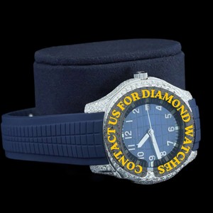 ดีไซน์ล่าสุด หน้าปัดทรงกลม ฟังก์ชั่นวันที่อัตโนมัติ สายยางสีน้ำเงิน แฟชั่นทันสมัย คอลเลกชันแบรนด์มาตรฐานสำหรับผู้ชายและผู้หญิง - Product Image 2