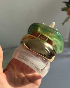Blue Gold Marble Geometric <b>Resin</b> Bangle Bracelet Stack Women Wide Chunky Glossy Wrist Cuff Fashion Jewelry Acrylic Arm <b>Ring</b> - Product Image 4