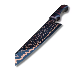 Couteau de cuisine LEGACY BLADES, artisanal de luxe, en acier damas cuivré, manche ergonomique en bois, ambidextre, couteau professionnel moderne - Product Image 1