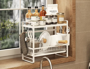2 Tier Metal <b>Spice</b> <b>Rack</b> Organizer Countertop Kitchen Seasoning Storage Shelf <b>Spice</b> <b>Jar</b> Holder Space Saving - Product Image 4