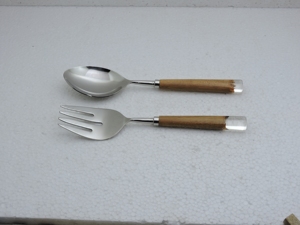 stainless steel salad tools resin handle cutlery set kitchen tools salad <b>server</b> spoon fork <b>buffet</b> catering private label - Product Image 3