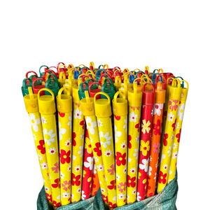 Manche de balai en bois fleur PVC enduit bâton de vadrouille fil italien balai et pelle à poussière ensemble avec manche Long manche en aluminium métal vadrouille poignée - Product Image 1