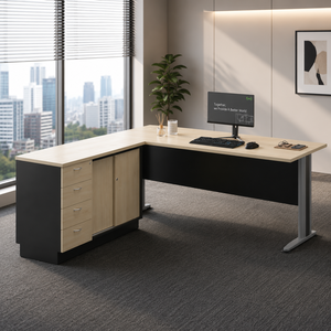 Escritorio Ejecutivo Moderno con Gabinete de Almacenamiento, Muebles de Oficina Contemporáneos, Diseño de Madera Independiente para Edificio de Oficinas - Product Image 1