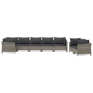 Conjunto de Muebles de Jardín de Ratán PE Gris con Acero con Recubrimiento en Polvo y Poliéster, Colección de Muebles Duraderos para Exteriores - Product Image 2