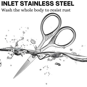 Premium Stainless Steel Small Nose Eyebrow Mustache and <b>Beard</b> Trimming Scissors Grooming Tool for Men and Women Free Samples - Product Image 5