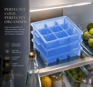 Ice <b>Cube</b> Tray <b>9</b> Grids Food Grade PP Material Reusable Stackable BPA Free Safe for Freezer Use - Product Image 3