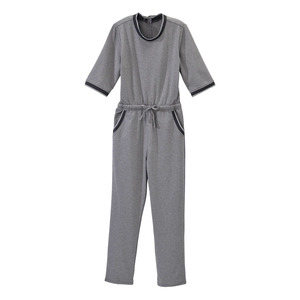 Women Gray Knitted Scrub <b>Jumpsuit</b> <b>With</b> Drawstring Waist And Side <b>Pockets</b> Hospital Uniforms 74% Polyester / 22% Rayon - Product Image 1