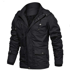 Veste polaire unisexe noire formelle, col montant, fermeture éclair, imperméable, coupe-vent, hiver, coupe ajustée, 100 % polyester, rembourrée et épaisse - Product Image 1