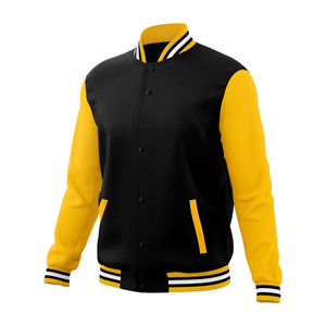 Chaqueta Varsity Personalizada de Lona con Cuerpo de Lana, Patrón Geométrico, Cuello Alto y Bomber Transpirable de Invierno para Unisex - Product Image 2