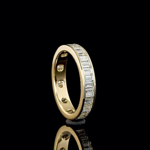 Luxury Moissanite <b>Ring</b> Eternity Band <b>Emerald</b> Cut VVS Moissanite 925 <b>Silver</b> 14K Gold Plated Half Channel Setting Wedding <b>Ring</b> - Product Image 5
