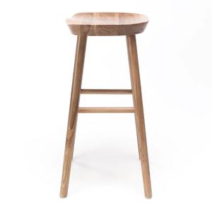 Tabouret de bar industriel intérieur/extérieur avec assise en bois et structure en teck massif pour mobilier de restaurant - Product Image 3