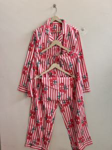 Ensemble de pyjama en coton indien imprimé de fruits pour femmes, ensemble de pyjama bohème, vêtements de détente, ensemble de pyjama - Product Image 3