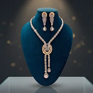 Elegante conjunto de collar y aretes para mujer, hermosa joyería de moda para regalar en fiestas y celebraciones. - Product Image 6