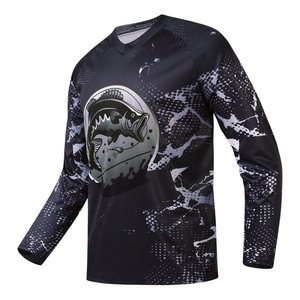 Chemise de pêche à manches longues pour homme, séchage rapide, polyester, avec motif poisson - Product Image 1