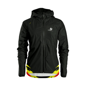 Chaqueta cortavientos con capucha y cremallera, estampada por toda la prenda, para fabricantes de ropa deportiva personalizada para correr, entrenar y equipos. - Product Image 1