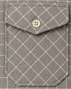 Camisa casual a cuadros en tono taupe y blanco para hombre, corte ajustado, manga larga, con botones, de algodón, elegante, de calidad premium. - Product Image 4