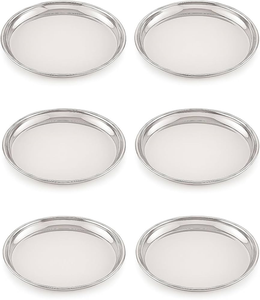 Vajilla de acero inoxidable, platos redondos plateados pulidos, 6 piezas para uso en bodas y fiestas. - Product Image 1