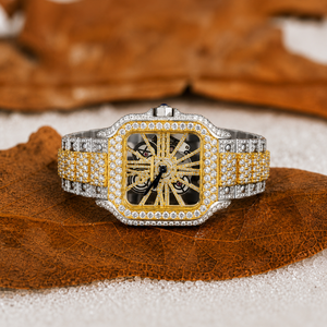 Reloj Mecánico Cuadrado de Acero Inoxidable de Lujo con Diamantes Incrustados, Esfera Esqueleto Analógica, Cierre de Mariposa, Unisex - Product Image 1