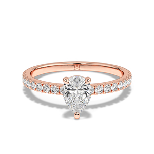 Bague en diamant naturel, taille ovale, or rose, bague de fiançailles avec pierres latérales, design élégant, disponible en or 10K, 14K, 18K, platine - Product Image 6