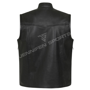 Gilet en cuir pour moto, vêtements personnalisés pour motards avec poche intérieure, gilet en cuir américain et européen - Product Image 3