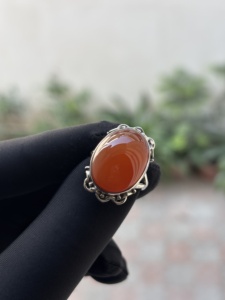 925 Sterling Silver Handmade Bezel Setting Red Carnelian Gemstone Fine Oval Shape Classic Wedding Third Party Certified Ring - Product Image 2