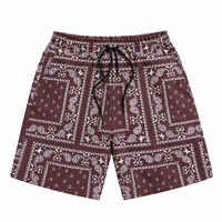 Shorts de bain décontractés pour hommes avec cordon de serrage, respirants, écologiques, séchage rapide, 100 % polyester, motif cachemire hawaïen, poches, tricotés