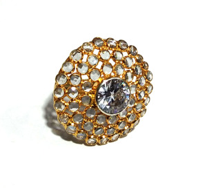 Anillo de Zirconia Blanca Natural, Plata de Ley 925, Chapado en Oro, Joyería Hecha a Mano, Regalo para Niñas y Mujeres, KGN SILVER BOHEMIA - Product Image 1