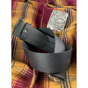 Cinturones de Cuero de Alta Calidad para Vestir con Tartán Escocés Tradicional Negro Liso, Accesorios de Vestimenta - Product Image 1