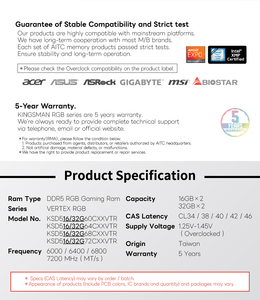 [KINGSMAN AITC] แรมความเร็วสูง DDR5 16GBx2 6000MHz สำหรับพีซีเกมมิ่ง - Product Image 5