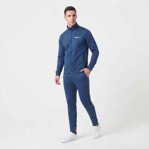 HANK EYE ชุดวอร์มผู้ชายสีน้ำเงินกรมท่า คอตั้ง แขนยาว สีพื้น ระบายอากาศได้ดี สตรีทแวร์ น้ำหนักเบา ใส่ได้ในฤดูหนาว ทรงปกติ - Product Image 4