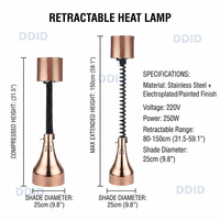 Lampe chauffante infrarouge flexible suspendue pour la restauration rapide, la cafétéria et les buffets – Design doré pour restaurants
