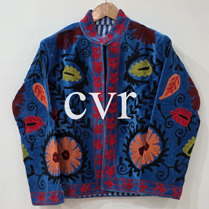 Handmade Velvet Suzani Outerwear <b>Coat</b> Hand Embroidered Women's Luxury <b>Coat</b> Eco-Friendly Winter Boho for Party Wear - Product Image 1