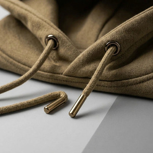 Sweat-shirt à capuche en molleton kaki pour homme avec cordon de serrage, poche kangourou, coupe classique, vêtement décontracté - Product Image 6