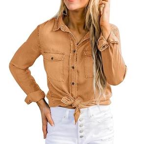 เสื้อเชิ้ตเดนิมลำลองสำหรับผู้หญิง สไตล์เก๋ไก๋ ลุคซันเฟด ยีนส์ฟอกสี มีจำหน่ายในแบบคลาสสิก เสื้อเชิ้ตเดนิมระบายอากาศได้ดีสำหรับผู้หญิง - Product Image 6