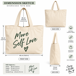 กระเป๋าผ้าแคนวาสลายหัวใจสไตล์มินิมอลสำหรับทุกฤดูกาล - Product Image 2