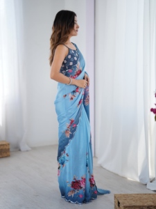 Elegant Heavy Chinnon Traditional <b>Saree</b> <b>for</b> <b>Women</b> Wedding & Party Wear Indian Pakistani Clothing Regular Length - Product Image 3
