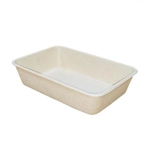 Envase Ecológico de 500ml para Alimentos, con Tapa, de Bagazo de Caña de Azúcar Sin Blanquear, Caja Cuadrada para Postres, Dulces, Pasteles y Pudines - Product Image 1