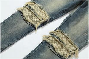 Jeans Skinny Homme OEM Style Motard Nouveau Design Déchiré Blanc Foncé Clair Délavé Coloré en Stock pour Dropshipping - Product Image 4