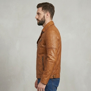Veste en cuir pour homme de qualité supérieure, vêtements de moto, veste en cuir pour homme conçue avec du cuir durable et des coutures renforcées - Product Image 3