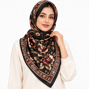 Elegant Floral Printed 100% Silk Square Scarf for Women All Seasons Fashion Accessory - Product Image 4