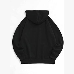 Sweat-shirt à capuche noir pour femme avec imprimé visage de dessin animé brodé, coupe classique, en coton, pour l'automne - Product Image 2