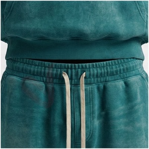 Conjunto Deportivo Unisex Color Verde Azulado, Sudadera con Capucha y Cordón Ajustable, Color Sólido, Casual, Transpirable, Corte Regular, Ropa de Otoño - Product Image 5